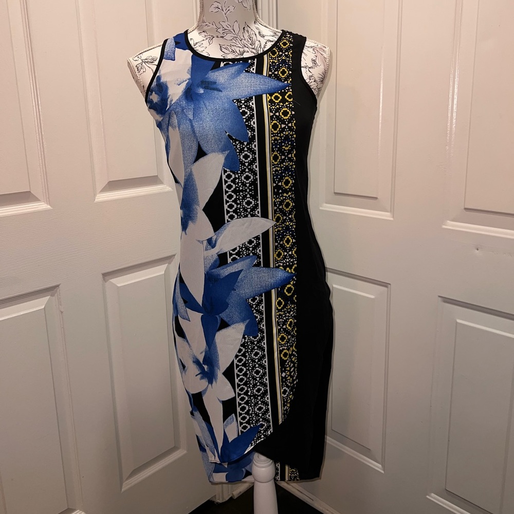 Navy multi color dress